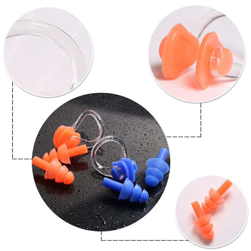 UPINS 14 Sets Silicone Nose Clips Waterproof Swimming Nose Plugs Earplugs for Adults Kids, Ear Nose Protector - Image 2